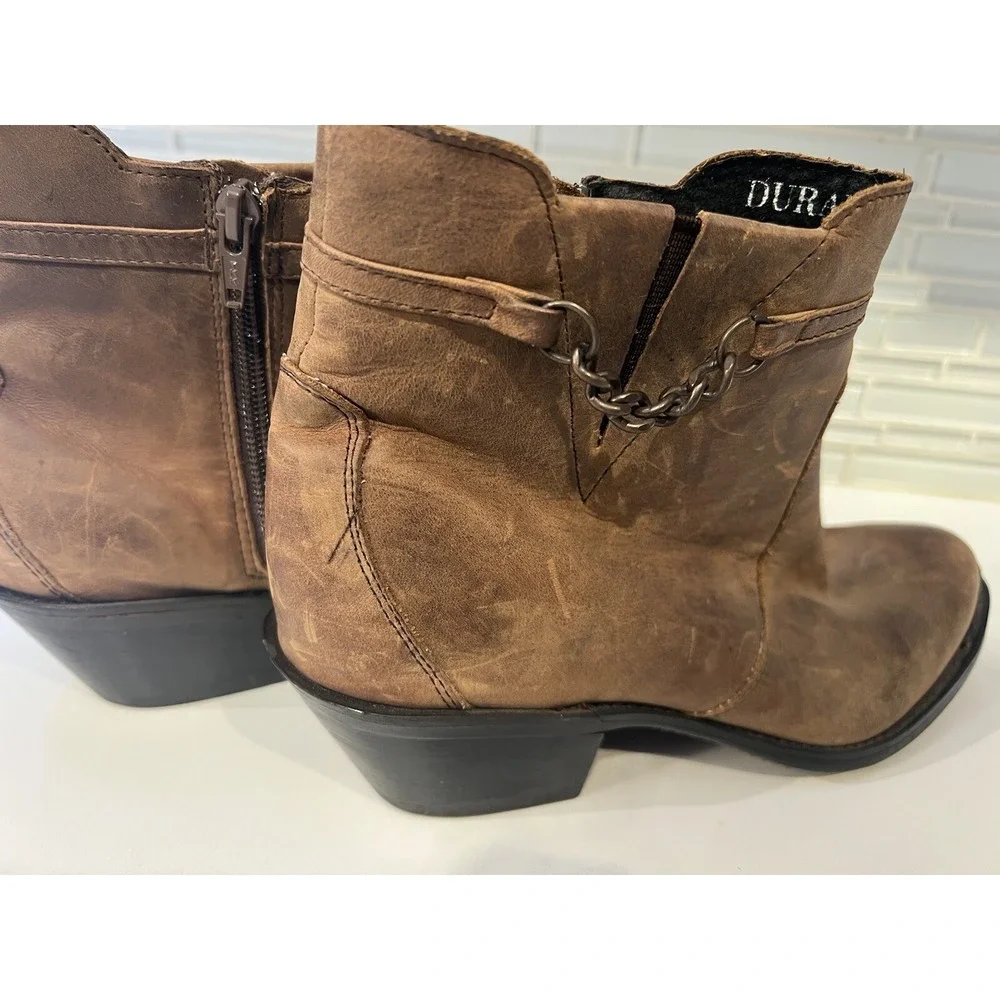 Durango Women's Side Zip Motorcycle Ankle Boots RD860 Brown/Tan Size 7.5 M